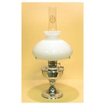 Aladdin jalallinen pöytälamppu opaalilasikuvulla, kromattu